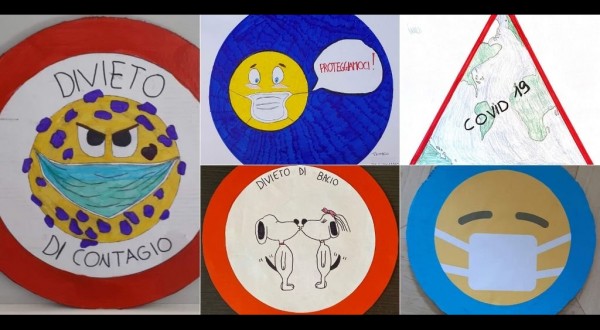 “Niente baci”, bimbi a Modena trasformano cartelli stradali in chiave Covid