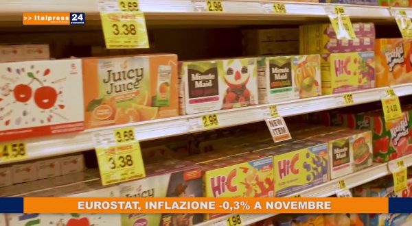 Eurostat, inflazione -0,3% a novembre