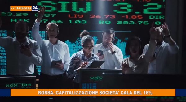 Borsa, capitalizzazione società cala del 16%