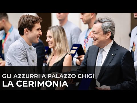 Gli Azzurri e Matteo Berrettini a Palazzo Chigi (arrivo, interventi, premiazione)