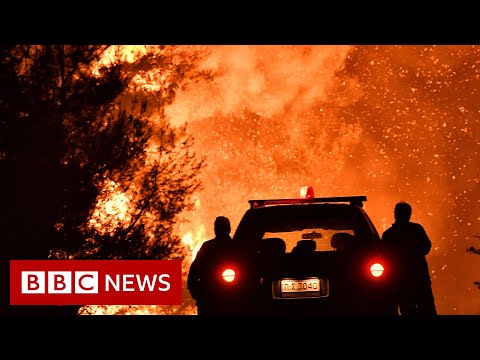 Volunteer firefighters battle fierce wildfires in Greece – BBC News