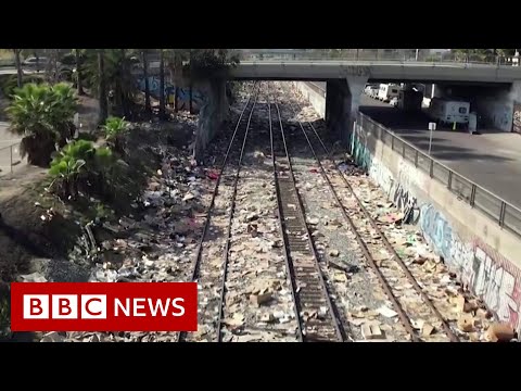 Thousands of stolen parcels litter LA railway – BBC News
