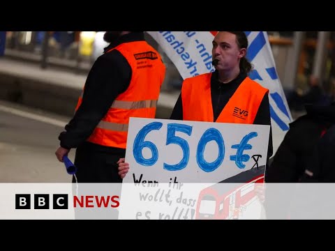 Germany transport network halted by ‘mega strike’ – BBC News