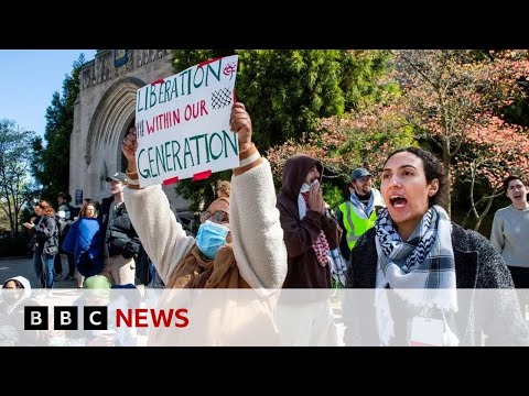 Pro-Palestinian protests at US universities force hybrid learning | BBC News