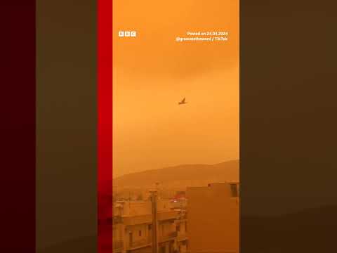 Orange Sahara dust haze descends over Athens. #Greece #Shorts #BBCNews