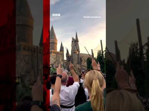 Harry Potter fans raise wands in tribute to Maggie Smith. #HarryPotter #MaggieSmith #BBCNews
