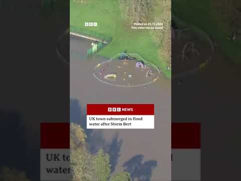UK town submerged in water after Storm Bert. #Storm #Flood #BBCNews