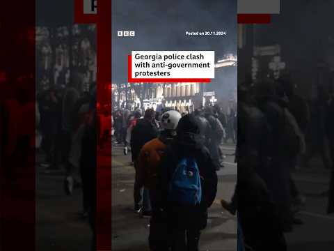 Georgia police clash with anti-government protesters. #Georgia #BBCNews