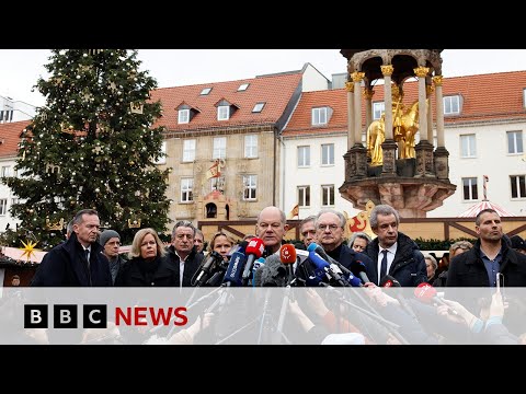 Germany’s Chancellor Olaf Scholz speaks to crowds after Magdeburg Christmas market attack | BBC News