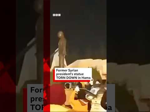 Former Syrian president’s statue torn down in Hama. #HafezAlAssad #Syria #BBCNews