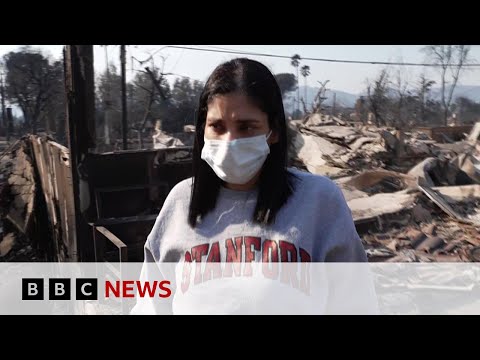 Family describe ‘terrifying’ moment they escaped wildfire in LA | BBC News