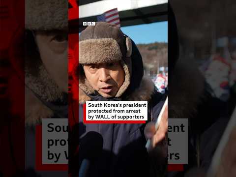 South Korea’s impeached president protected from arrest by wall of supporters. #SouthKorea #BBCNews