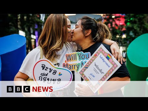 Couples wed in a riot of colour as Thailand legalises same-sex marriage | BBC News