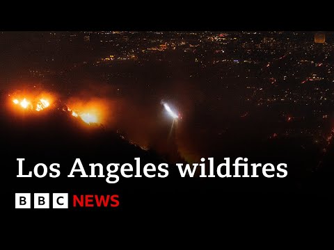 LIVE: Los Angeles wildfires approach Hollywood sign, with Sunset Boulevard in ruins | BBC News