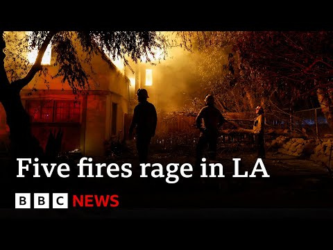 At least five wildfires raging in Los Angeles | BBC News