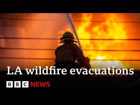 LA fires burn out-of-control as thousands evacuated from homes | BBC News
