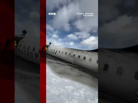 Passengers escape after plane flips on Toronto runway. #Toronto #Plane #BBCNews