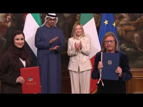 Cerimonia di scambio di accordi tra Italia ed Emirati Arabi Uniti