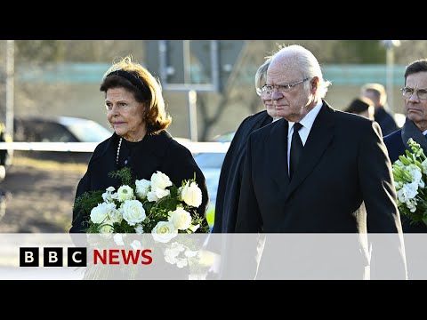 Sweden King and Queen visit memorial for victims of deadly shooting attack | BBC News