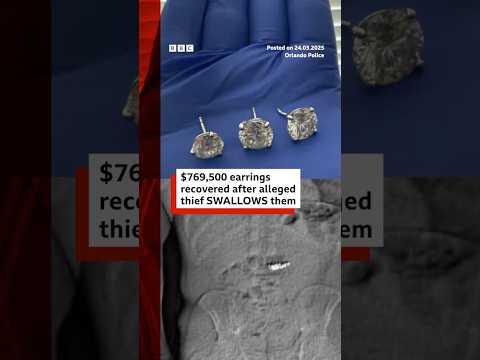 Diamond Tiffany’s earrings recovered after alleged thief swallows them. #Orlando #Florida #BBCNews