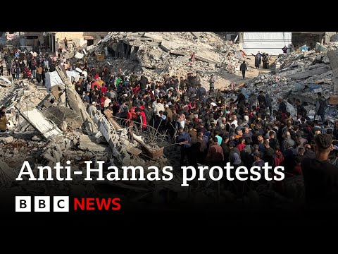 Hundreds join Gaza’s largest anti-Hamas protest since war began | BBC News