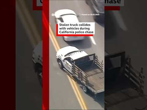 Stolen truck collides with vehicles during California police chase. #California #BBCNews