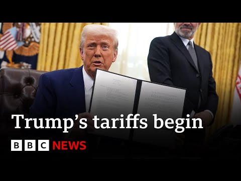 US President Donald Trump’s tariffs on China, Canada and Mexico begin | BBC News