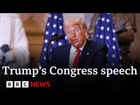 LIVE: President Trump addresses Congress after pausing Ukraine aid and imposing tariffs | BBC News