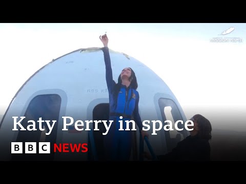 Watch all-female crew including Katy Perry blast off into space | BBC News