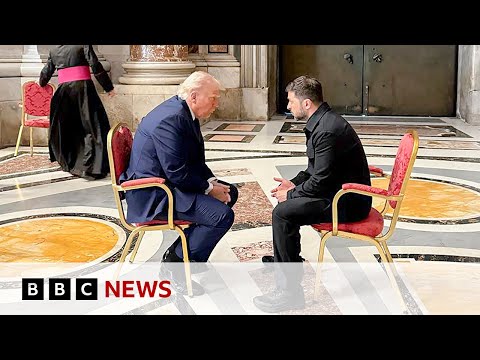 Ukrainian President Zelensky and US President Trump meet inside St Peter’s Basilica | BBC News