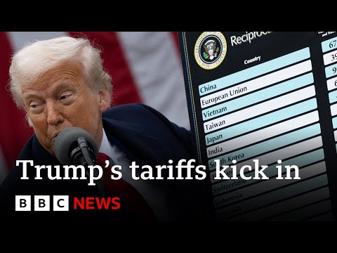 Worst week for US stocks since Covid as President Trump’s tariffs kick in | BBC News