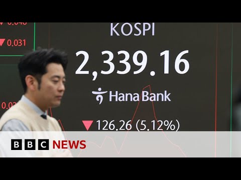 Asian shares slump as shockwaves from Trump tariffs rock global markets | BBC News