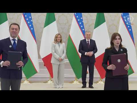 Incontro Meloni – Mirziyoyev, la cerimonia di firma degli accordi