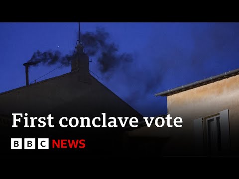 Black smoke from Sistine Chapel meaning pope not elected yet | BBC News