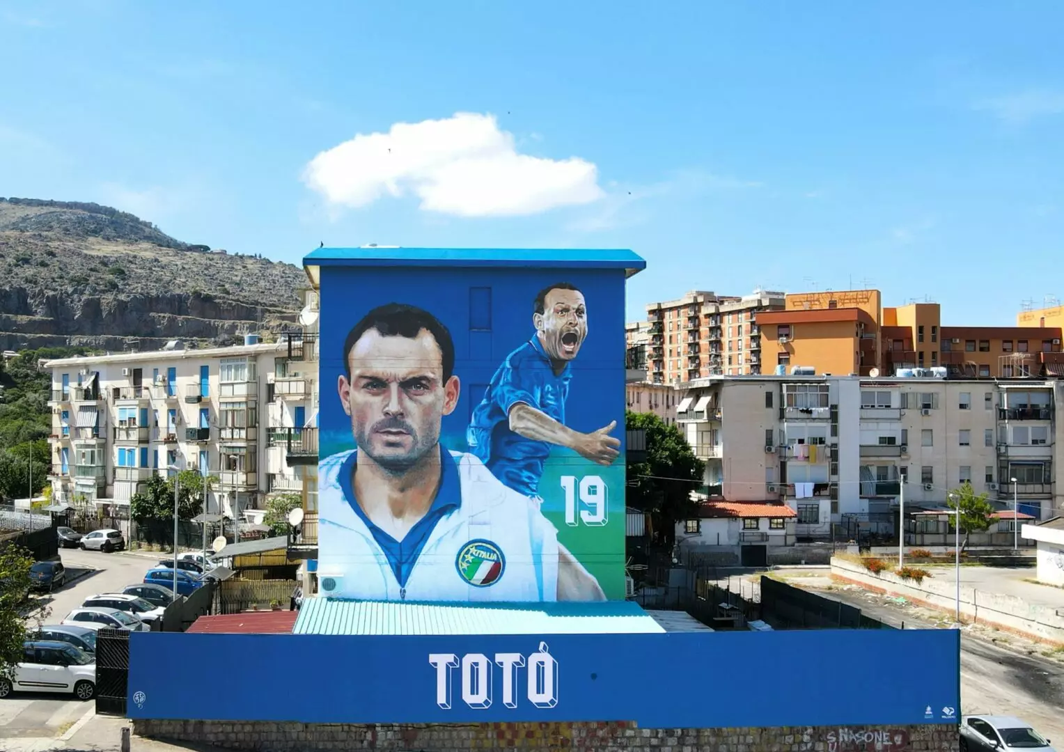 Al Cep di Palermo il murale di Scalisi Palminteri dedicato a Totò Schillaci