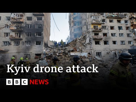 Russian missile and drone attack on Kyiv kills at least 15 people | BBC News