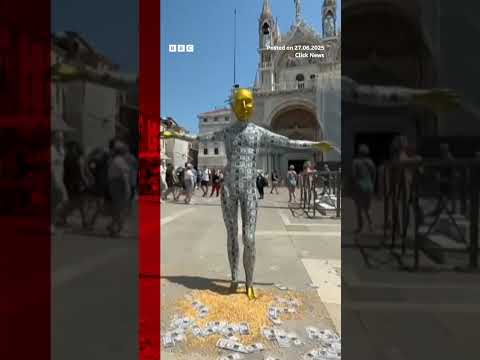 Jeff Bezos mannequins have been popping up all over Venice ahead of his lavish wedding. #BBCNews