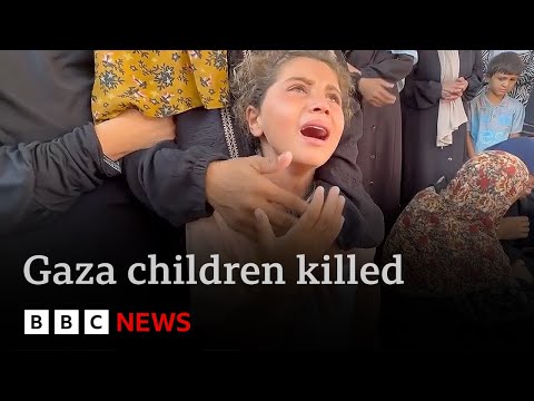 At least 10 children killed by Israeli airstrike while queuing at Gaza medical centre | BBC News
