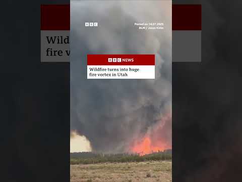 This is the moment a wildfire in Utah turned into a huge fire vortex. #BBCNews