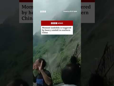 People in southern China watched as debris flowed down in a landslide. #China #Landslide