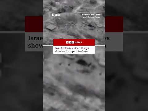Israel releases video it says shows aid drops into Gaza. #Israel #Gaza #BBCNews