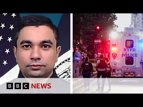 ‘Hero’ policeman died saving lives, say New York officials after skyscraper shooting | BBC News