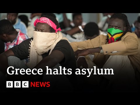 Greece warns of ‘invasion’ as it halts asylum on Med route | BBC News