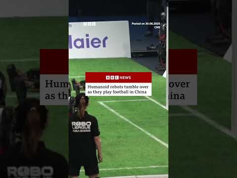 Humanoid robots competed at a robot football tournament in Beijing, China. #China #Football #BBCNews