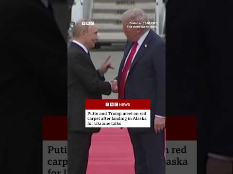 President Trump and President Putin shake hands as they meet for talks on the Ukraine war. #BBCNews
