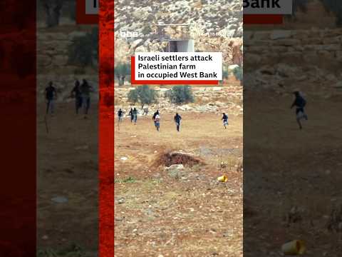Moment Israeli settlers attack Palestinian farmland in West Bank. #BBCNews