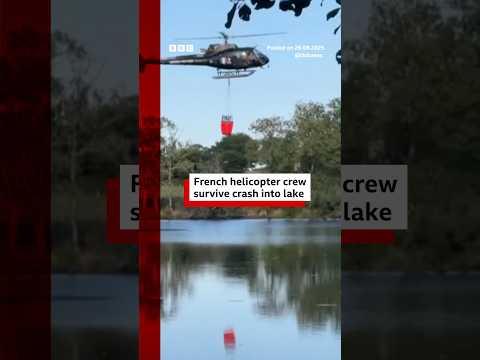 A French helicopter crew have survived their aircraft crashing into a lake. #France #BBCNews