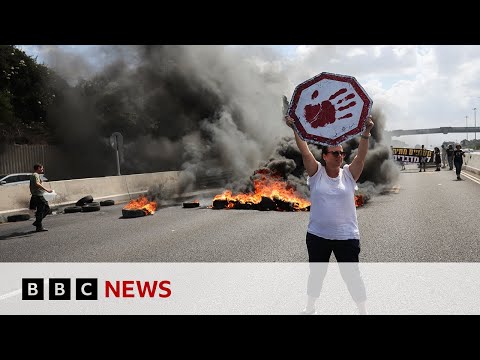 Israeli hostage families and demonstrators hold day of protests | BBC News
