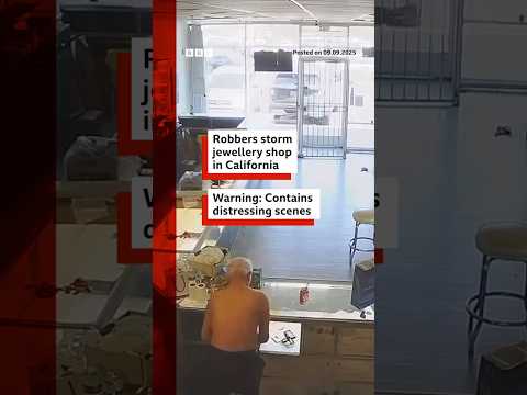 More than a dozen robbers storm jewellery shop in California. #California #SanJose #BBCNews
