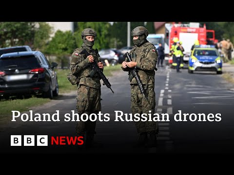 Poland says up to four of 19 Russian drones shot down after entering airspace | BBC News
